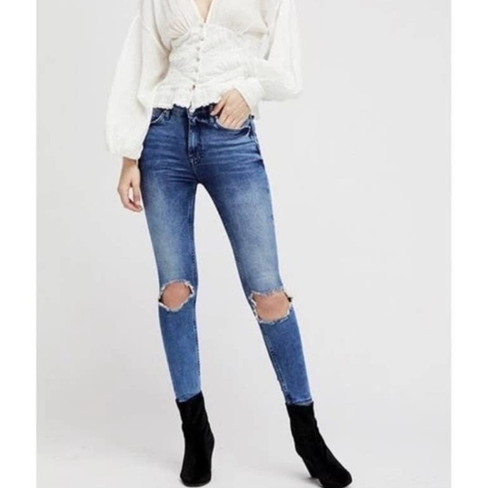 Free People Busted Knees High Rise Skinny Jeans